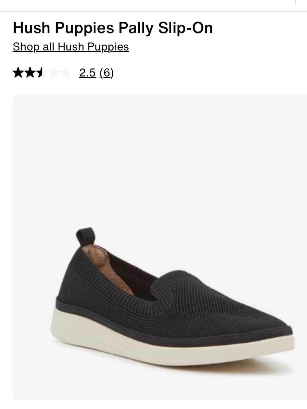 Hush Puppies Pally Slip-On Knit Sneaker — Black with Cream Sole